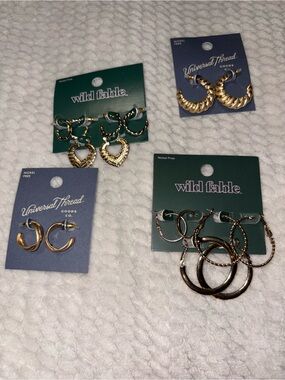 Wild Fable and Universal Thread Gold Hoop 8 pair Earring Set - Mixed Gold Tones